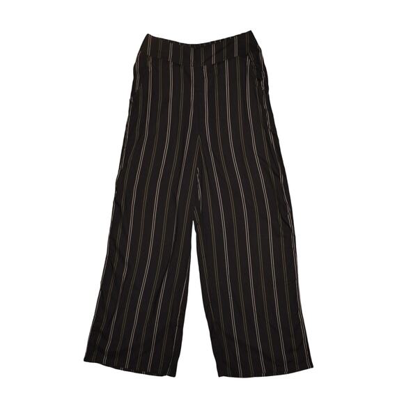 BILLABONG NEW‎ $46 Black Stripe Wide Leg Ankle Cut Through Pant Small - Picture 1 of 3